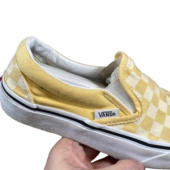 Vans Yellow White Checkered Canvas Slip On Sneakers Women Sz 5.5 - Picture 9 of 12